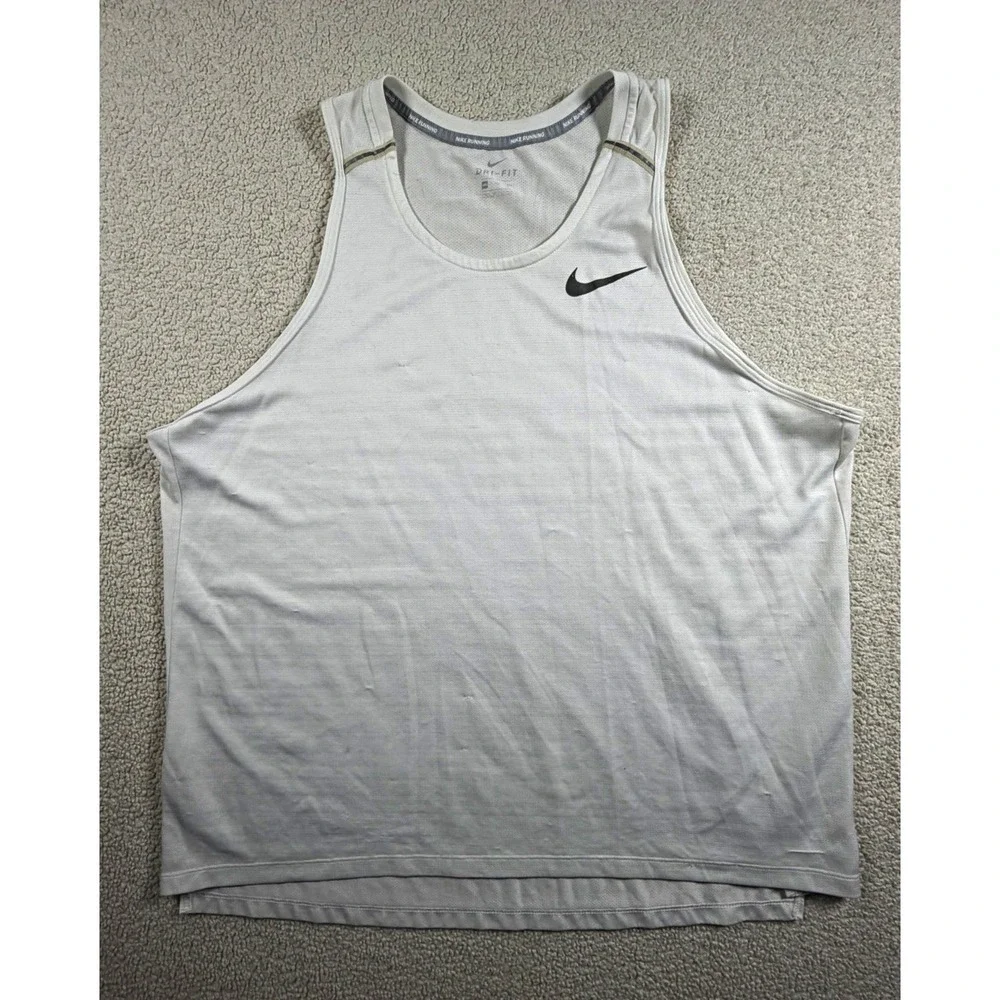 Nike Dri-FIT Running Tank Top Mens XXL White Sleeveless Athletic Workout